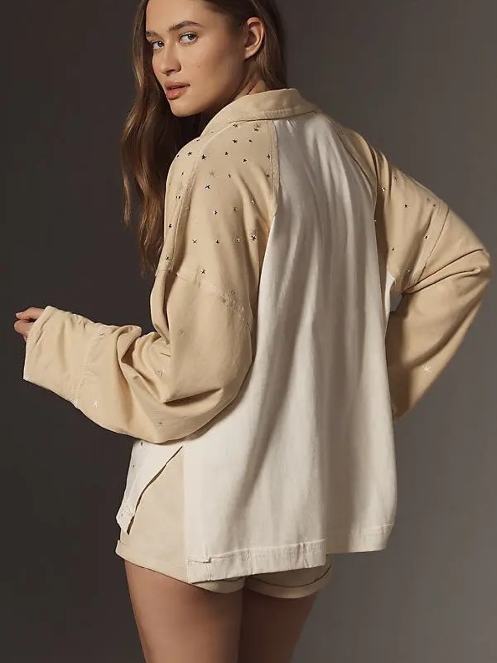 Pilcro Long-Sleeve Stardust Graphic Henley Knit Top Size M $118 (PTP- 25”) - Picture 2 of 8